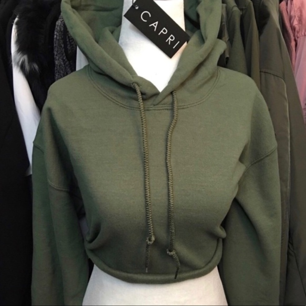 ✨LAST ONE! CAPRI olive reworked cropped hoodie✨